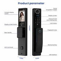 Serrure de porte intelligente Auvinx OEM ODM avec reconnaissance faciale, empreinte digitale, mot de passe, interphone vidéo, Tuya WIFI, serrure numérique