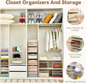 Organisateur de chaussures pliable et détachable pour gagner de la place, avec boîtes de rangement empilables en plastique transparent PP+PS, lot de 6 - Product Image 4