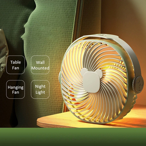 พัดลมตั้งโต๊ะอเนกประสงค์แบบชาร์จไฟได้รุ่นใหม่ปี 2024 พัดลมปรับอากาศแบบพกพา พัดลมแขวนเพดาน พัดลมติดผนัง พร้อมไฟกลางคืน - Product Image 1