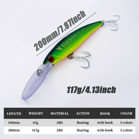 Leurre de pêche en eau salée robuste 160mm 200mm pour la pêche en haute mer, leurre de traîne, gros appât flottant, wobbler, minnow plongeant pour thon et marlin
