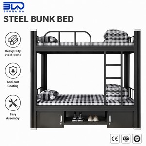 Litera de Acero Reforzado de Dos Niveles, OEM Personalizada, KD, Mobiliario Comercial para Dormitorios y Hospitales, Certificación CE, Directo de <span class=keywords><strong>Fábrica</strong></span> - Product Image 1