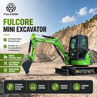 Mini-excavatrice FULCORE, vente directe usine, 3,5 tonnes, haute performance, pour aménagement paysager, avec cabine fermée, excavatrice sur chenilles