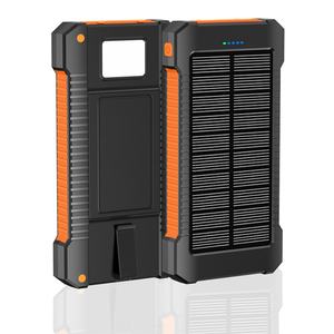 Batterie externe sans fil 10000 mAh avec logo personnalisé, double USB 15W, panneau solaire et lumière LED - Product Image 1