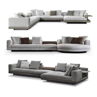 Modernes Italienisches Leder-Sofa-Set in U-Form mit Holz, Europäisches Design, Luxuriöse Große Weiße Couch für das Wohnzimmer