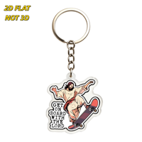 Porte-clés en acrylique avec design Jésus sur skateboard, 'Montez à bord avec le Seigneur', accessoire humoristique religieux pour sacs à dos et clés