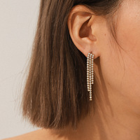 Boucles d'oreilles pendantes vintage en acier inoxydable plaqué or 18 carats avec zircon, style coréen, douces et élégantes, pour les fêtes