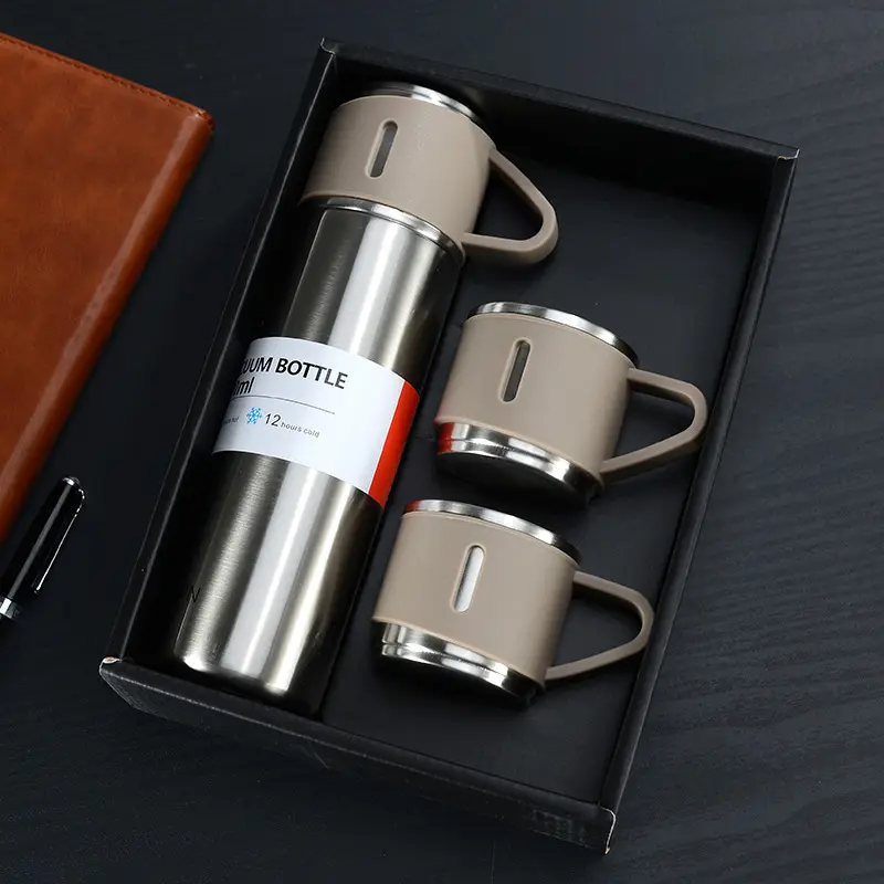 304 gelas kopi Tumbler Stainless Steel, Set cangkir tubuh lurus dinding, gelas vakum 500ml, botol air minum olahraga dengan logo