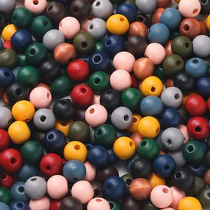 Perles rondes en bois de hêtre de couleurs mélangées 6 8 10 12 mm pour la fabrication de bijoux, accessoires DIY, vente en gros en vrac - Product Image 1