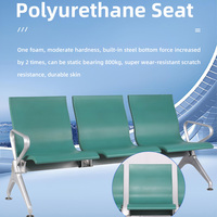 Chaise élégante 4 places en PU avec accoudoirs en fer et pieds métalliques, banquette de bureau, réception, salle d'attente, coussin moelleux, aéroport, hôpital
