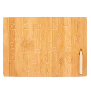 몬테소리 어린이 나무 대나무 아랍어 양면 편지 추적 알파벳 번호 보드 어린이를위한 교육 학습 장난감