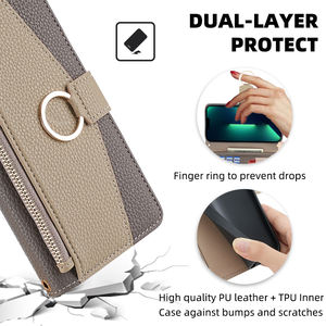 Étui de téléphone portefeuille en cuir de luxe avec support rabattable, cordon réglable, fermeture éclair et emplacements pour cartes pour <span class=keywords><strong>iPhone</strong></span> 17 Air, style professionnel, coque arrière - Product Image 3