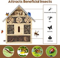 Nouvel hôtel à insectes multifonctionnel pour abeilles, papillons et autres pollinisateurs de jardin, en bois de pin durable