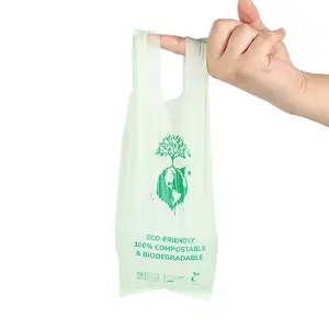 Biodegradable Shopping Bags Biodegradable Plastic Grocery Bag Carrier Handle T-Shirt Bag With Compostable