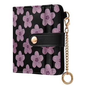 Colección Aloha, Bolsos con Estampado de Flor Hau Hawaiana en Morado, Tarjetero para Mujer, Cartera Corta Personalizada con Ranuras para Tarjetas - Product Image 1