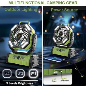 Ventilateur de plafond de camping rechargeable 20000 mAh avec lumière <span class=keywords><strong>et</strong></span> télécommande, pour une circulation d'<span class=keywords><strong>air</strong></span> fraîche - Product Image 4