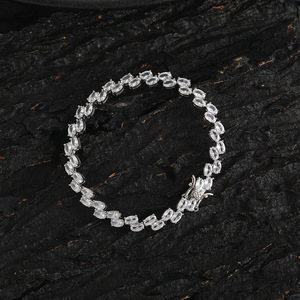 Zircon <b>Bracelet</b> Oval Double Row Chain, <b>Copper</b> Inlaid Zircon Tennis Chain Hip Hop Jewelry Tanjing Fashion Lijing Necklace - Product Image 3