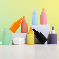 Bouteille en verre colorée givrée d'étiquette de fantaisie pour des produits de compte-gouttes de soins de la peau de cri de visage avec la fabrication de flacon compte-gouttes
