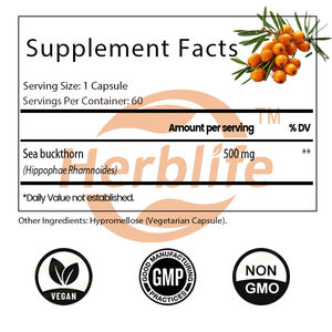 Cápsulas de Espino Amarillo OEM ODM 500mg - Apoyo Digestivo, Vitamina C Natural y Antioxidantes para una Piel Saludable, Apoyo Inmunológico, Vegano - Product Image 2