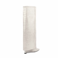 Grey Stone Textured Fold Over Knee High Western Bottes pour femmes Dames Bout pointu Talon compensé Slip-On Taille personnalisée 35-47