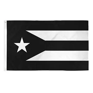 High Quality Low Price Polyester Print Any Size Garden Campaign Custom Puerto Rico Black Flag