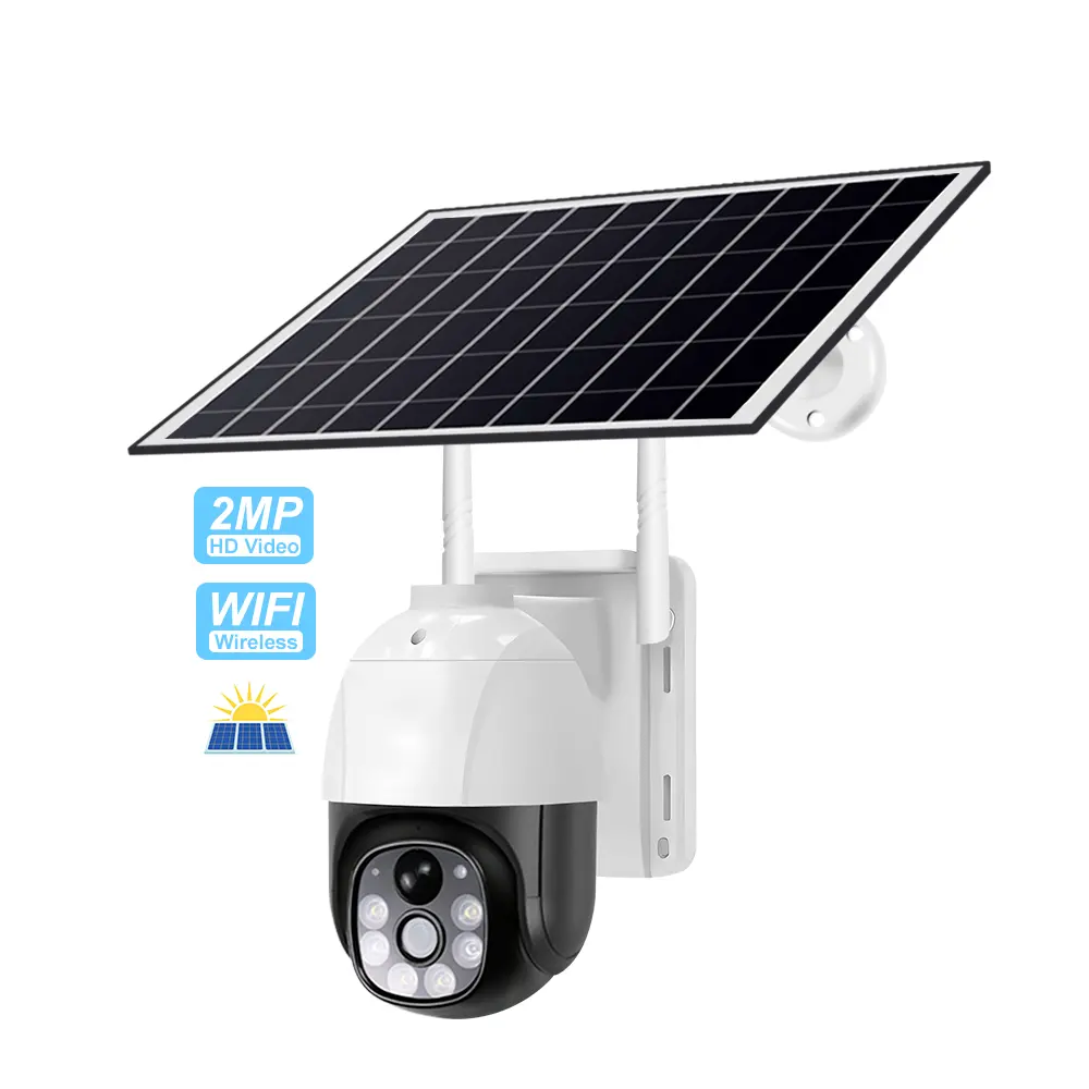 Cámara Solar V380 CCTV 4G con tarjeta Sim para exteriores, a todo Color visión nocturna, grabación de seguridad, cámara Solar CCTV 4G de 2MP