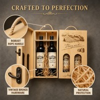 Boîte à vin en bois personnalisée avec logo, pour 2 bouteilles, écologique, en pin, pour l'emballage des vins de la propriété viticole