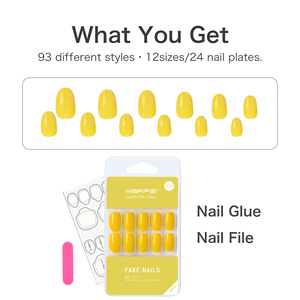 <span class=keywords><strong>Uñas</strong></span> Postizas AIERFEI al por Mayor, Color Sólido, <span class=keywords><strong>Uñas</strong></span> de Presión, <span class=keywords><strong>Amarillo</strong></span> <span class=keywords><strong>Fluorescente</strong></span>, Forma Ovalada, Diseño Personalizado Aceptado - Product Image 2
