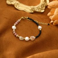 Nouveau Design de Bijoux Délicats : Collier et Bracelet en Perles Baroques d'Eau Douce Naturelles, Spinelle Noire et Rhodonite pour Femme, Idéal au Quotidien et pour les Fêtes