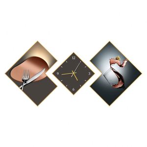 Cuadro de Porcelana de Tres Paneles con Diseño Nórdico para Sala de Estar, <span class=keywords><strong>Pintura</strong></span> Moderna Minimalista para Pared de Fondo de Sofá, Cuadro con Reloj - Product Image 6