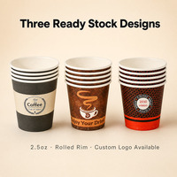 Kleine 2,5 oz papieren bekers met aangepast logo, wegwerp espresso proefbekers voor café, restaurant, hotel, evenement