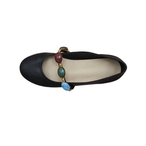 Scarpe da donna Vintage personalizzate con tacco grosso scarpe nere con rivestimento in pelle retrò <span class=keywords><strong>turchese</strong></span> stile di lavoro direttamente in fabbrica - Product Image 3