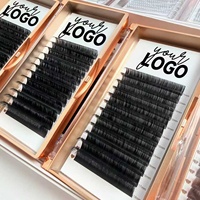 Vente en gros de plateaux individuels pour cils en velours de cachemire noir mat, fournitures pour extensions de cils volume faites à la main