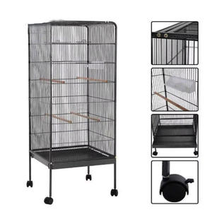 Cage à oiseaux de luxe personnalisée en fil métallique massif, 146 cm de haut, à deux portes, avec plateau en plastique, volière et maison d'élevage pour animaux de compagnie - Product Image 3