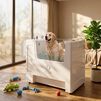 Baignoire pour animaux de compagnie commerciale haut de gamme en acrylique blanc à large bassin, pour usage intensif