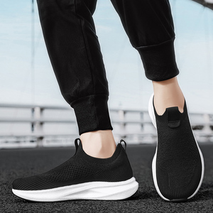 Pieds larges à bout rond personnalisés blanc noir style de marche Snicker Kint respirant sans lacet chaussures de sport de course pour hommes décontracté - Product Image 2