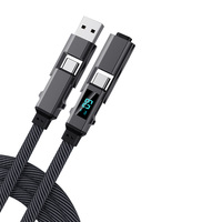Nuevo Cable de Carga Rápida 4 en 1 con Pantalla de Carga, Cable de Carga USB Tipo C PD con Trenzado de Aleación de Zinc, Cable de Transferencia de Datos Multi Interfaz