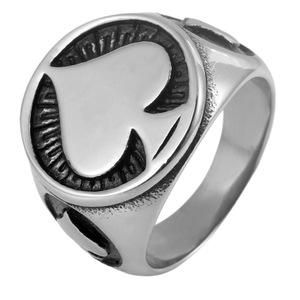 yunnique Stainless Steel Spade <b>Ring</b> Unisex Fashion Jewelry Gift <b>Plain</b> Geometric Design - Product Image 5