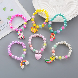 Mermaid braccialetto di perle bambini simpatico pony colore cartone animato corona arcobaleno <span class=keywords><strong>gioielli</strong></span> a mano <span class=keywords><strong>bambina</strong></span> - Product Image 2