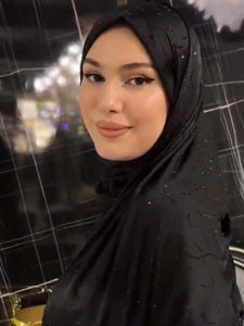 Écharpe longue décontractée en satin à motif asymétrique et géométrique avec strass, hijab <span class=keywords><strong>bandeau</strong></span> quotidien pour abaya pour femme - Product Image 5