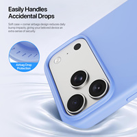Coque en silicone liquide premium avec doublure en microfibre floquée et rebords surélevés pour l'écran et la caméra pour iPhone 18 Pro