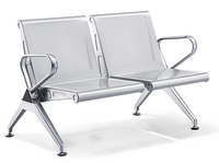 Chaise d'attente d'aéroport moderne en acier inoxydable gris argenté, triangle public, 3 ou 4 places, prix avantageux, vente chaude