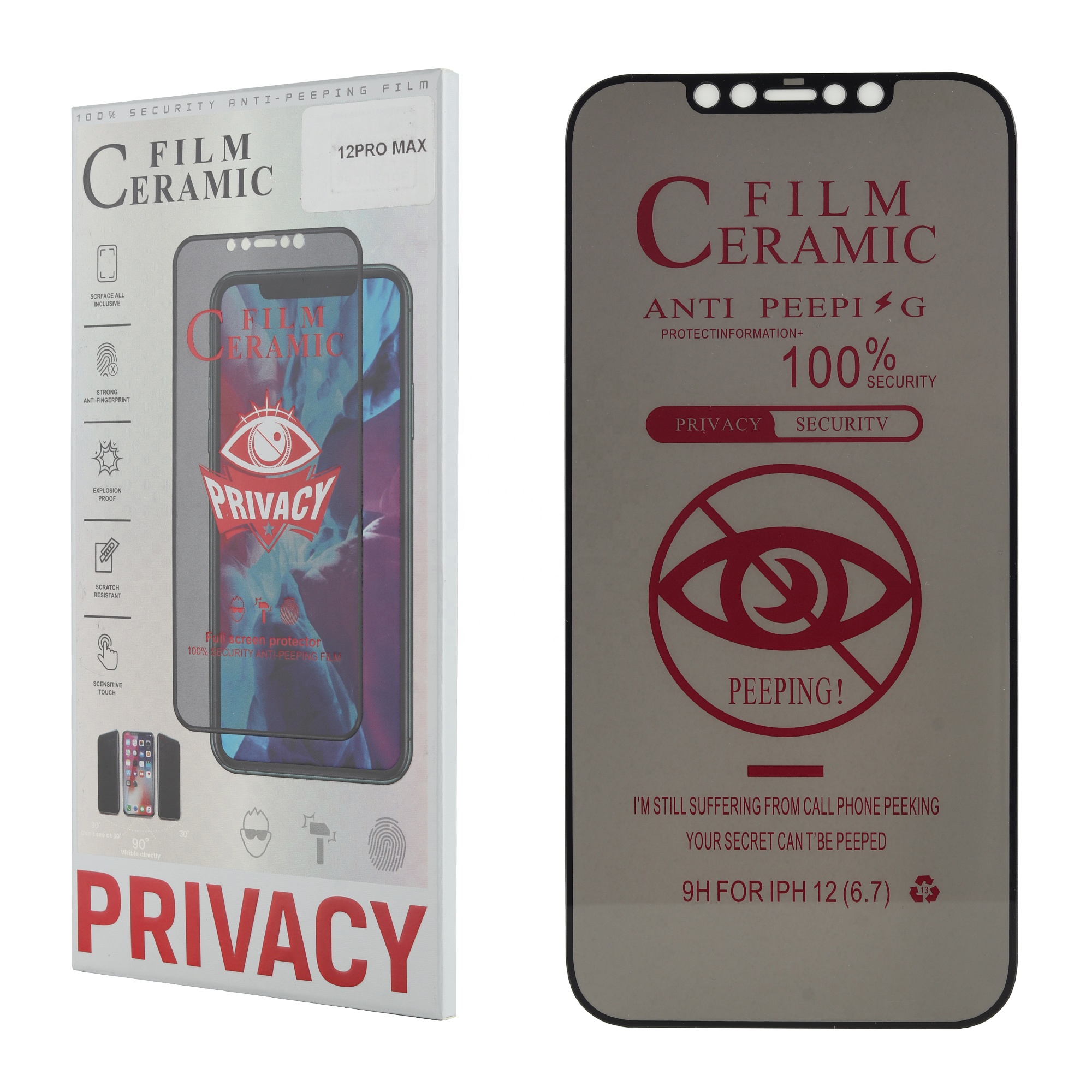 LKG céramique anti-peeping anti espion verre trempé protecteur d'écran micas para celular protector de pantalla para celular