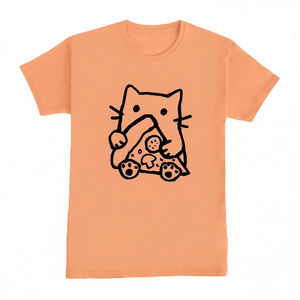 Camiseta Cute Cat Pizza color melocotón unisex talla adulta pequeña mediana grande XL - Product Image 2