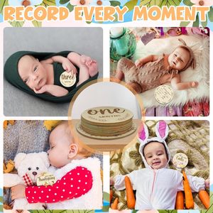 11 cartes photo mensuelles en bois gravées double face pour bébé, accessoires photo pour l'annonce de naissance et les étapes importantes du nouveau-né - Product Image 5
