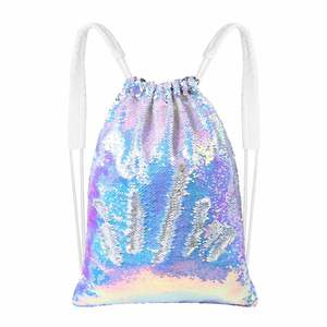 Custom Mermaid Sequin Dance <b>Bag</b> Sports Gym Beach Swim Backpack Birthday Easter Gift <b>Bag</b> Drawstring Backpack Kids Party - Product Image 1