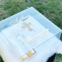 Boîte de présentation en acrylique transparente personnalisée pour mariage Boîte de baptême en acrylique Boîte d'emballage en acrylique pour cadeau de mariage