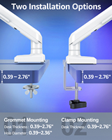 Bras de moniteur blanc 13-34INCH 2 support d'écran double pour écran d'ordinateur support de moniteur pour bureau