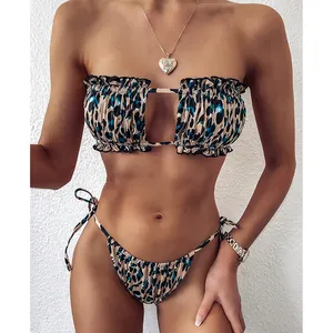 Luipaard Strapless Micro Bikini Sets Vrouwen Sexy Rijpe Bikini Beachwear