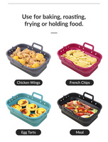Lot de 2 doublures en silicone LFGB pour friteuse à air, carrées et pliables, plateaux de cuisson rectangulaires antiadhésifs, compatibles four, pour friteuses à double panier
