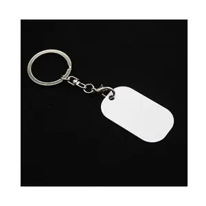 Nhà Máy Bán Buôn Kim Loại Keychains Vòng Vuông Hình Chữ Nhật Thép Không Gỉ Trống Key Chain Với Biểu Tượng Tùy Chỉnh